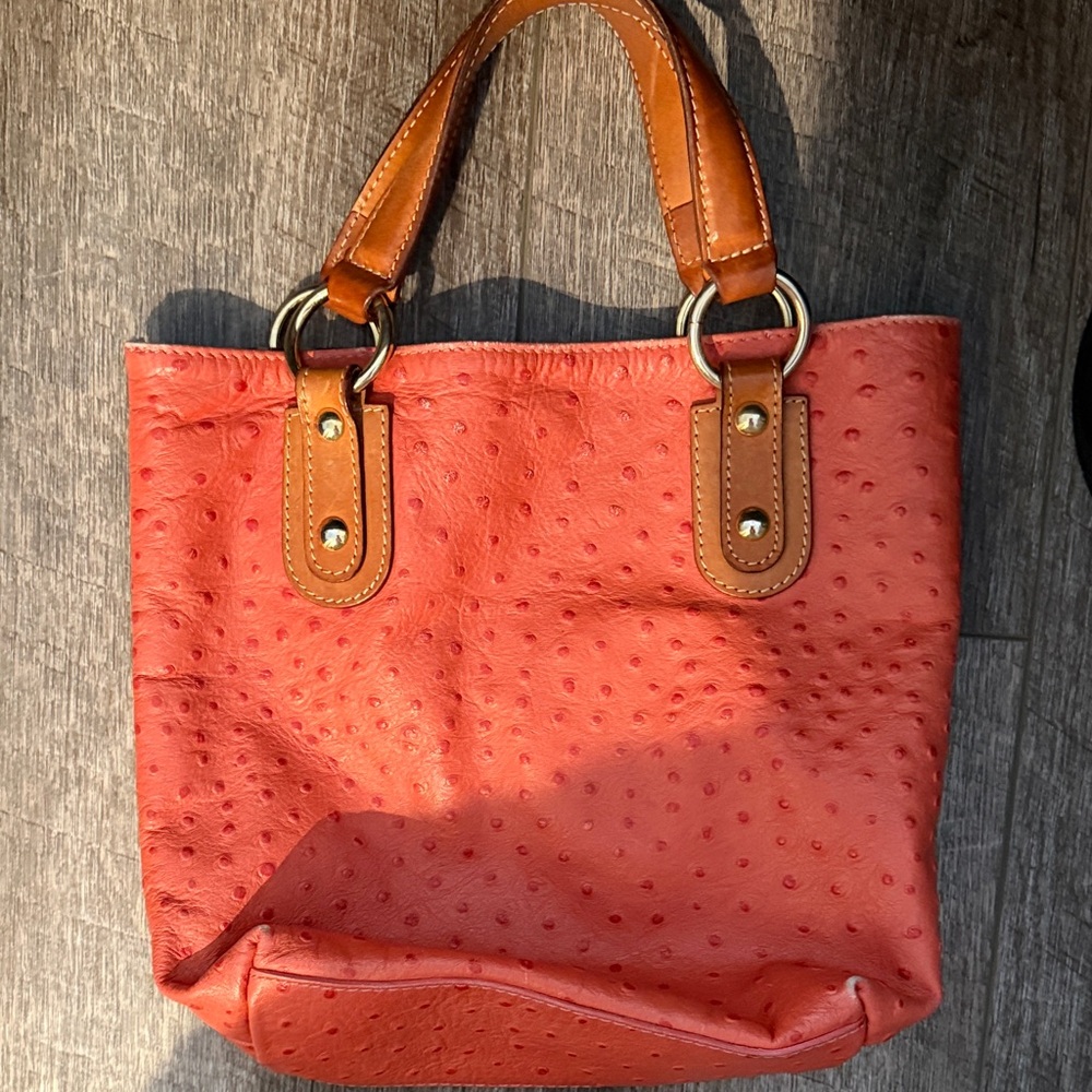 Elegant Orange Leather Tote Bag